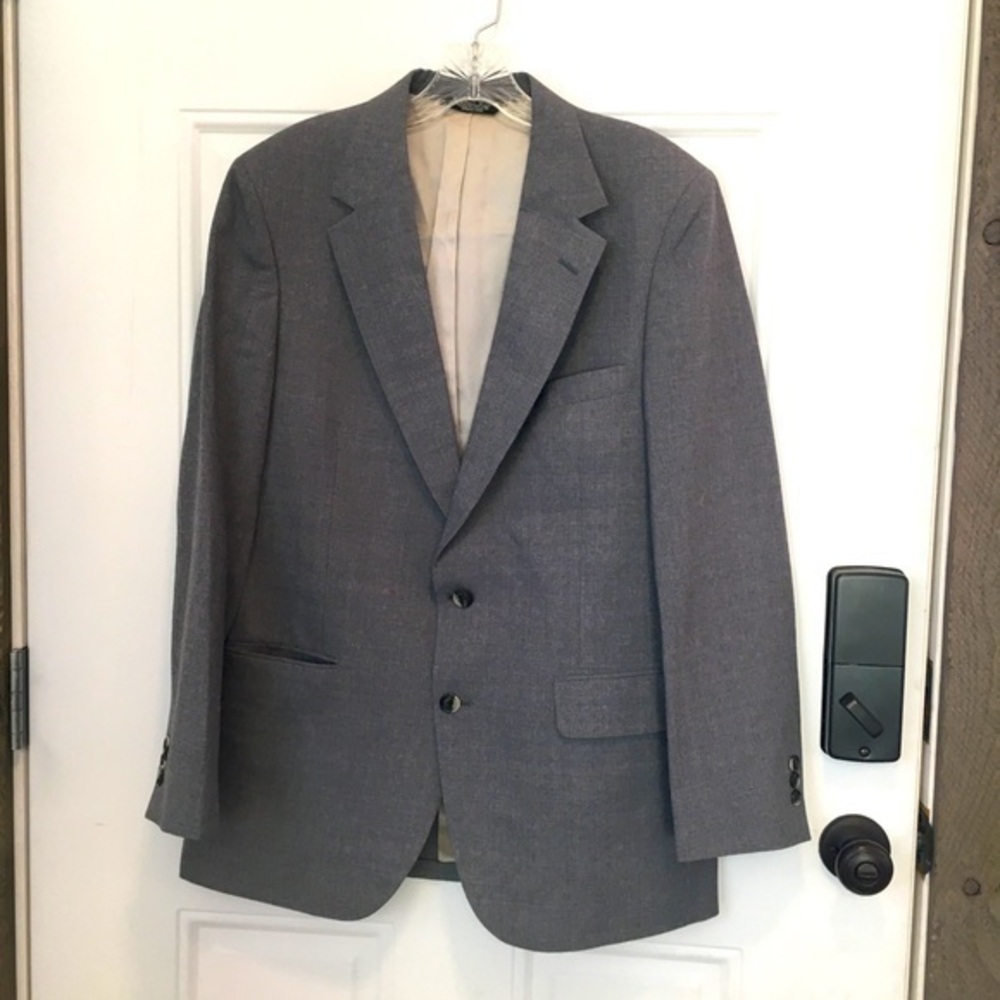 Vintage 70’s Johnny Carson Gray Mens Suit Blazer Tailored for KG Mens store